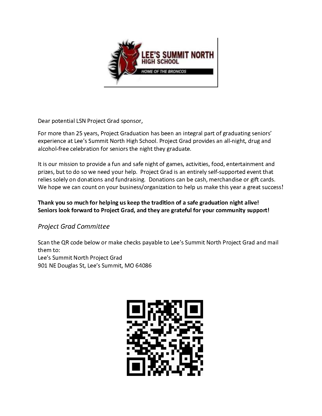 Project Graduation Letter